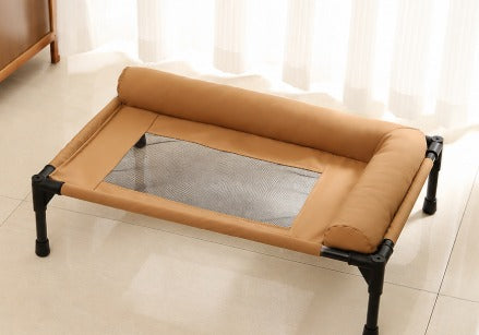 BFPETHOME Cooling Elevated Dog Bed for Large Dogs - Waterproof Raised Cot with Slope Headrest, Breathable Teslin Mesh, Durable Portable Pet Bed for Joint Relief, Indoor & Outdoor Use, Grey,Summervibes